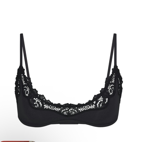 🖤NWT Skims Fits Everybody Lace Bralette Black Onyx Size LARGE - Picture 4 of 11